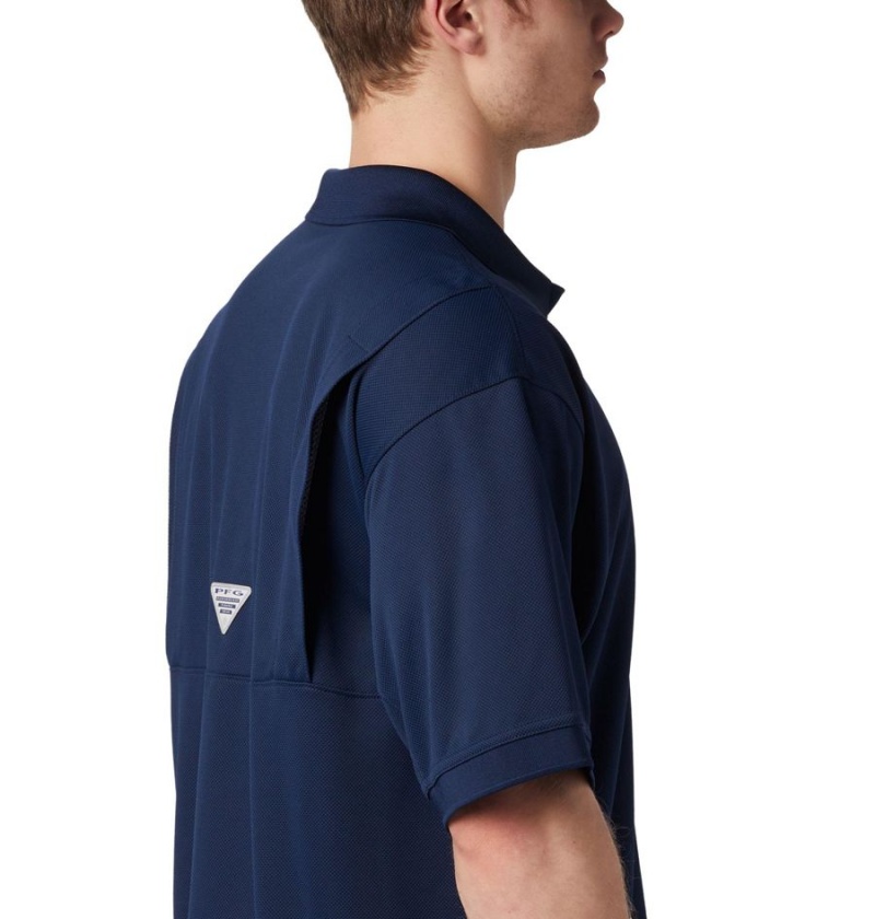 Navy Columbia PFG Perfect Cast Men's Polo Shirt | 47381HDGJ