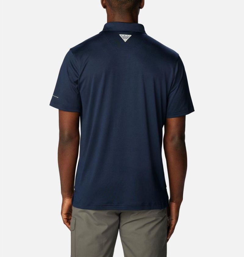 Navy Columbia PFG Slack Tide Stretch Men's Polo Shirt | 13897RUTC