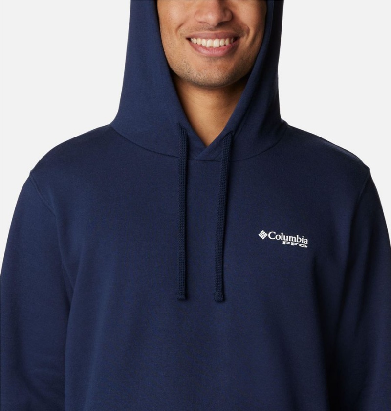 Navy Columbia PFG Sleeve II Graphic Men's Hoodie | 72903PZCT