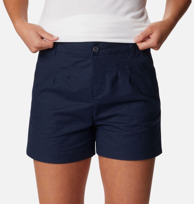 Navy Columbia PFG Sun Drifter Chino Women's Shorts | 16245THND