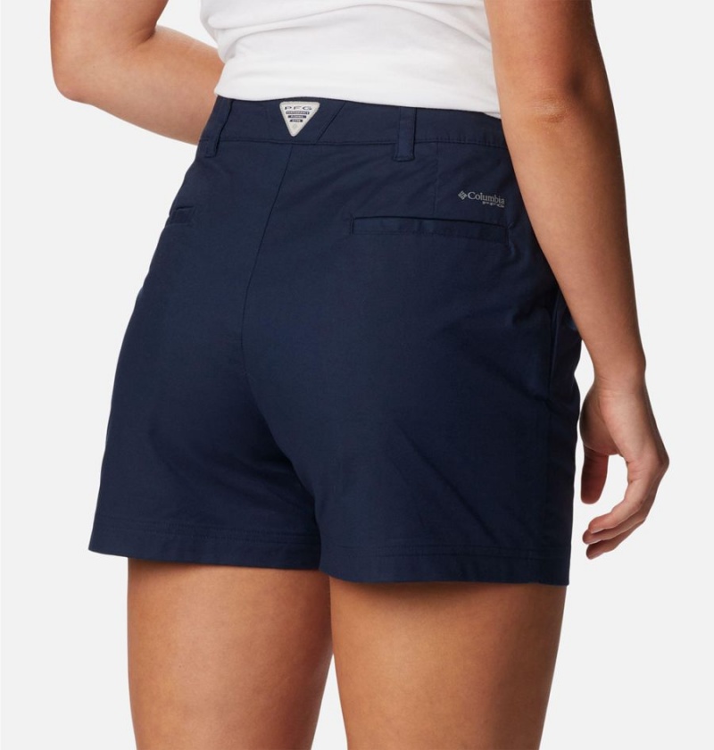 Navy Columbia PFG Sun Drifter Chino Women's Shorts | 16245THND