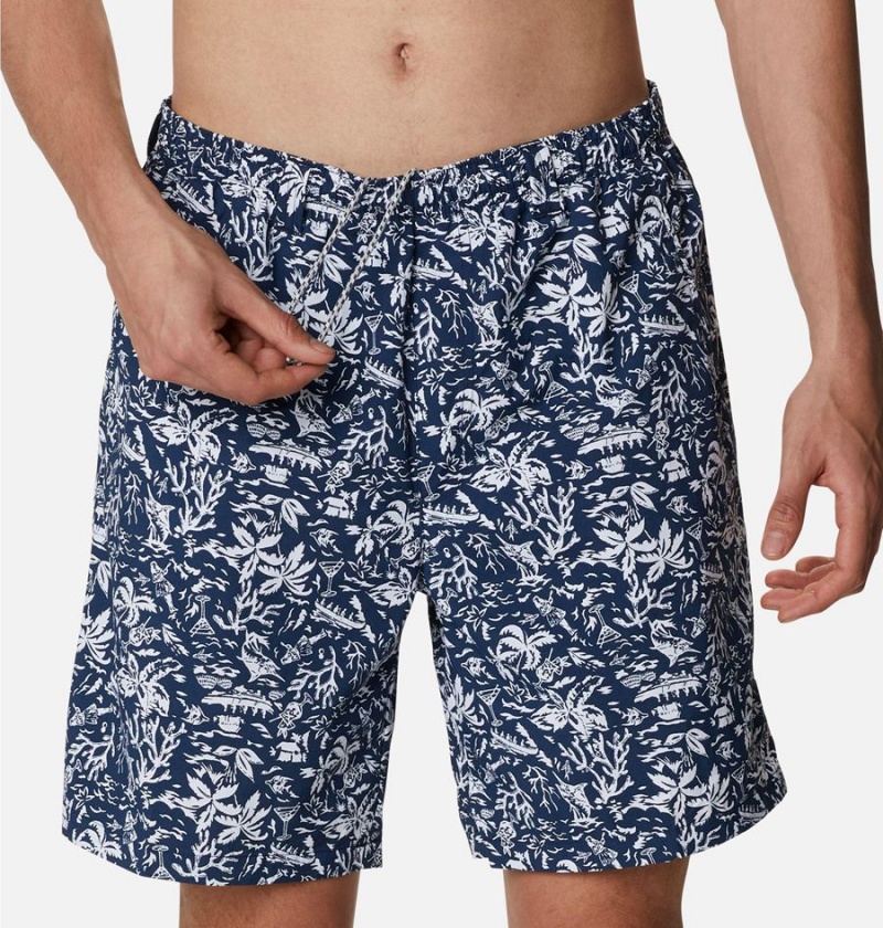 Navy Columbia PFG Super Backcast Water Men's Shorts | 82150WEPQ