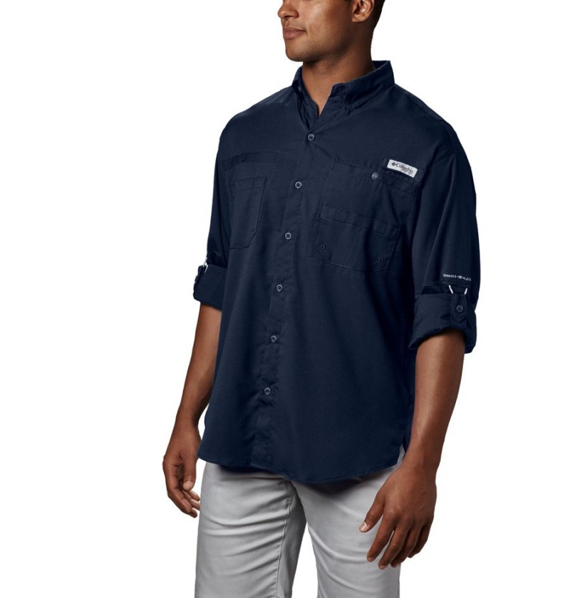 Navy Columbia PFG Tamiami II Long Sleeve Men's Shirt | 09135BMDJ