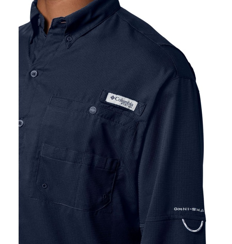 Navy Columbia PFG Tamiami II Long Sleeve Men's Shirt | 09135BMDJ