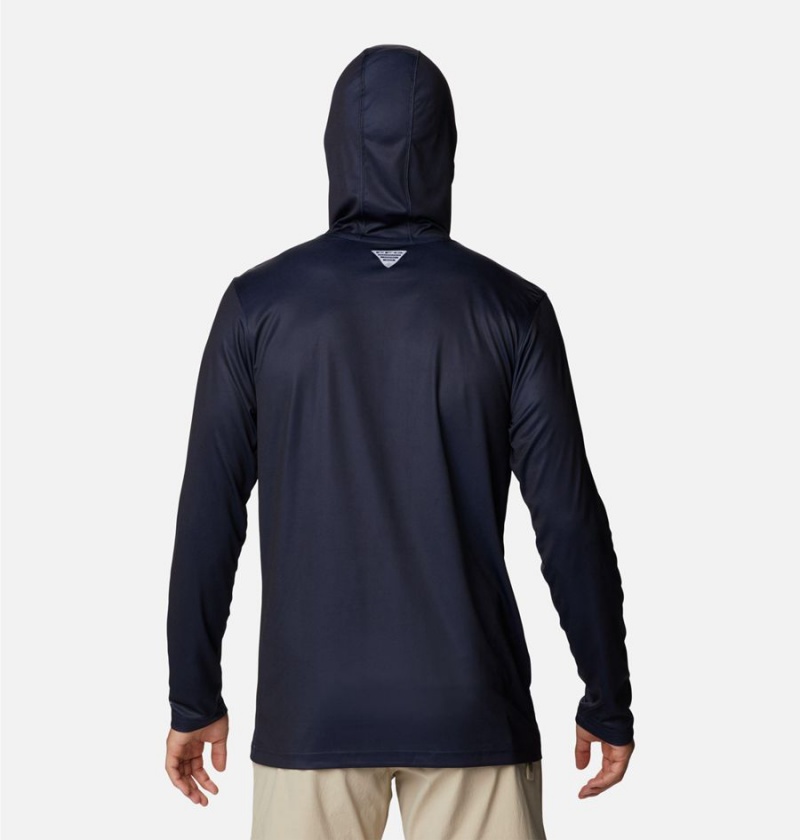 Navy Columbia PFG Terminal Tackle Fish Flag Men's Hoodie | 76129YHCN