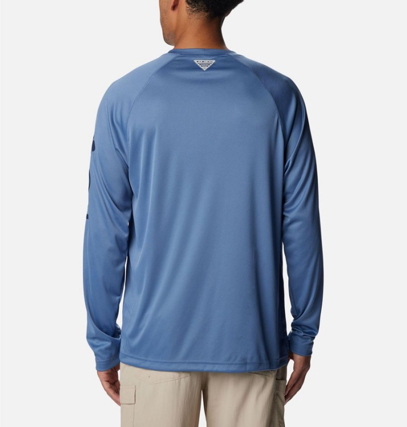 Navy Columbia PFG Terminal Tackle Long Sleeve Men's T-Shirt | 17986XHUY