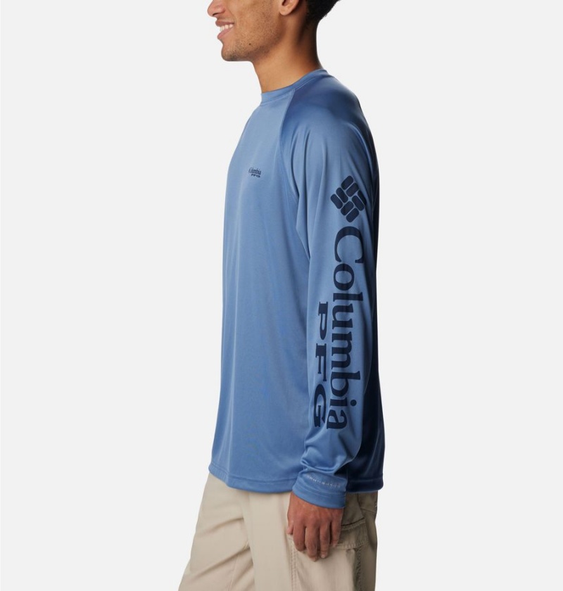 Navy Columbia PFG Terminal Tackle Long Sleeve Men's T-Shirt | 17986XHUY