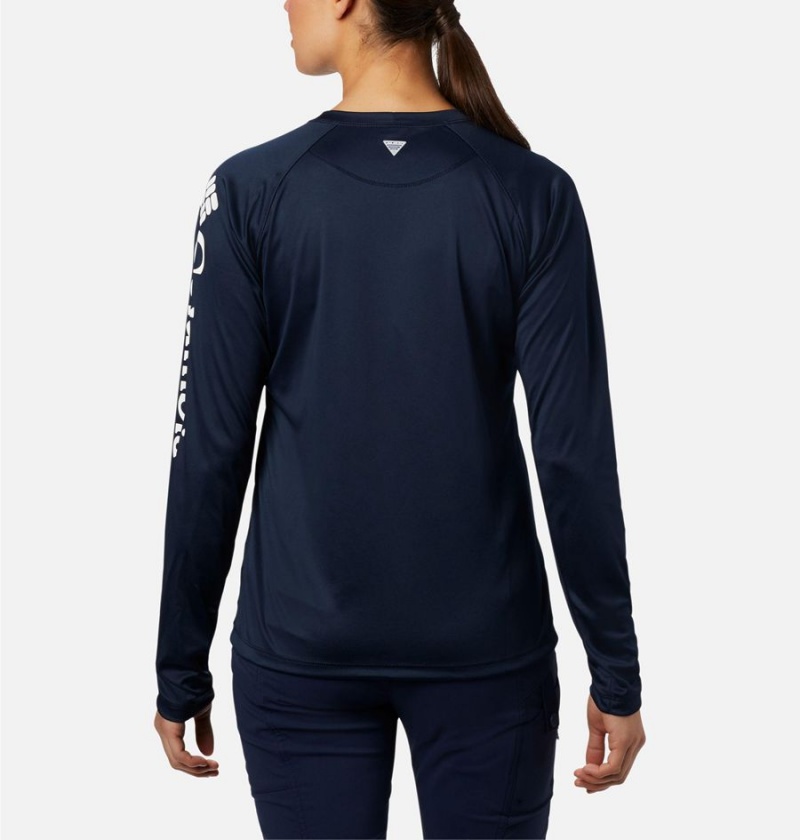 Navy Columbia PFG Tidal II Long Sleeve Women's T-Shirt | 25049BRCK