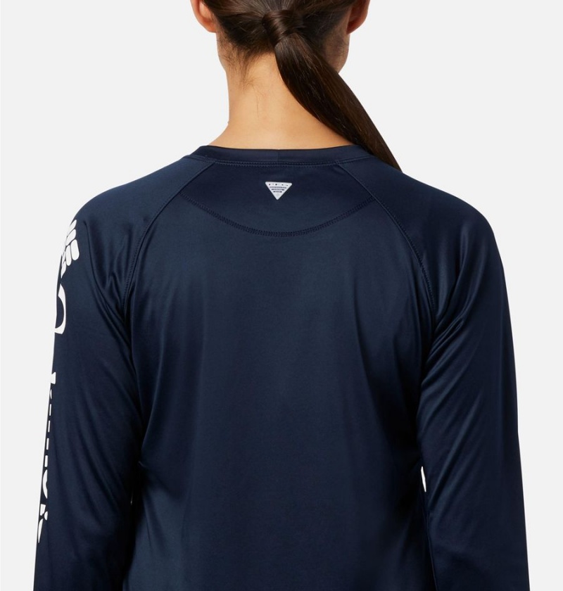 Navy Columbia PFG Tidal II Long Sleeve Women's T-Shirt | 25049BRCK