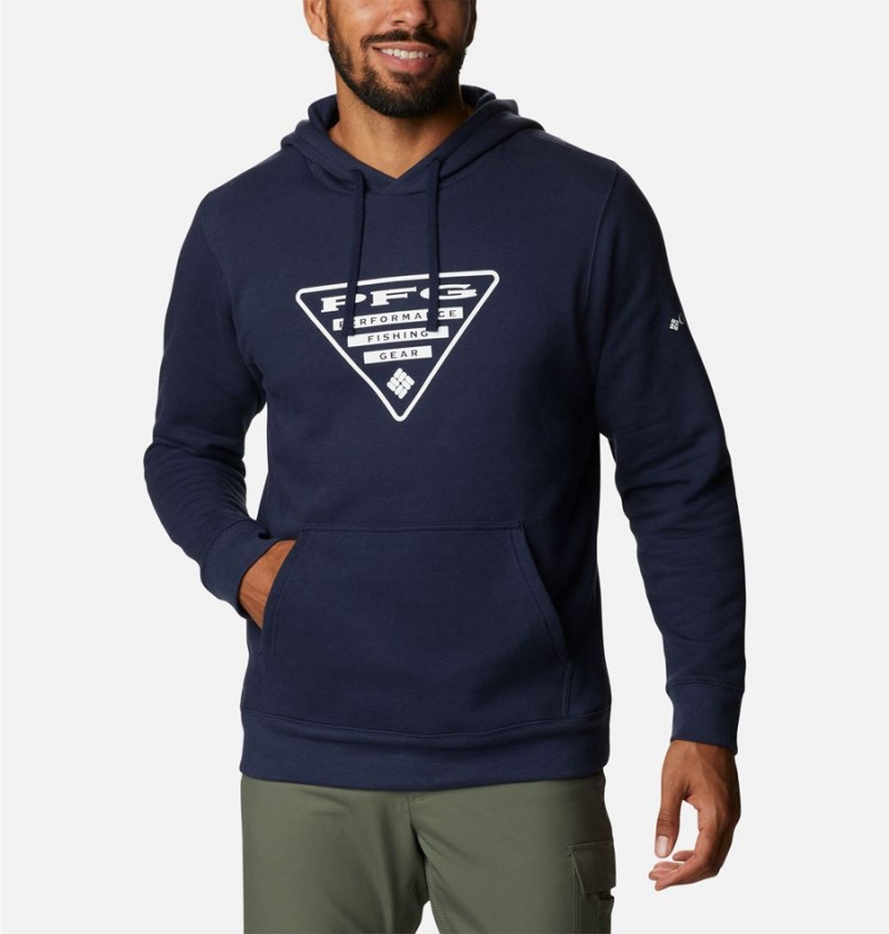 Navy Columbia PFG Triangle II Men\'s Hoodie | 18769AFLX