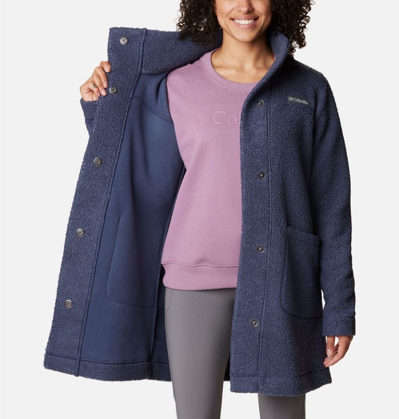 Navy Columbia Panorama Long Women's Fleece Jacket | 73549YUKX