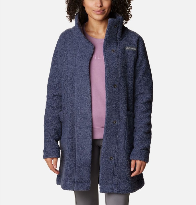 Navy Columbia Panorama Long Women's Fleece Jacket | 73549YUKX