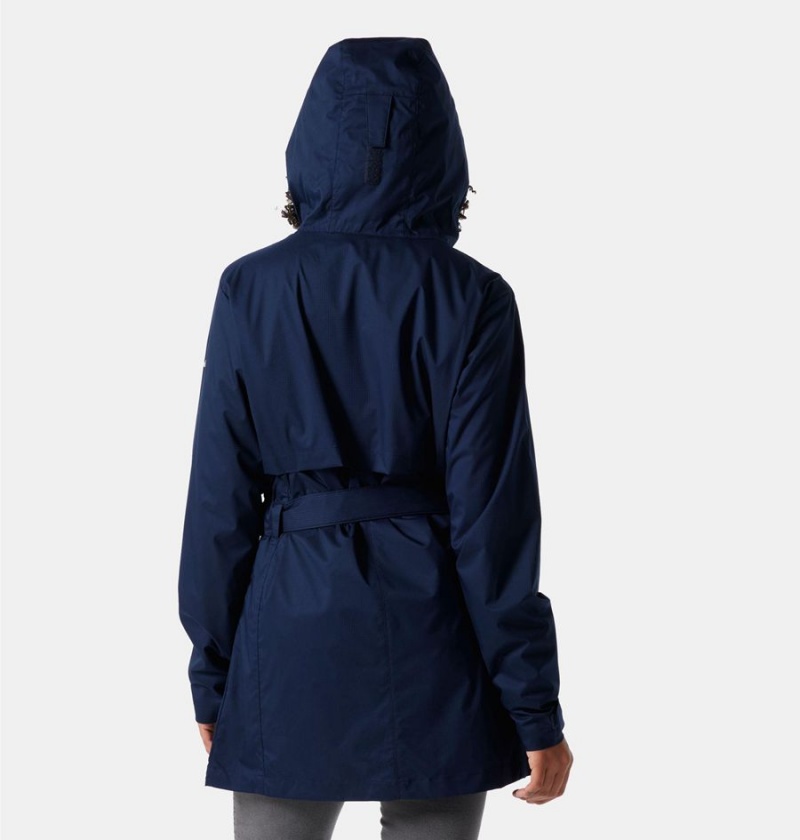 Navy Columbia Pardon My Trench Women's Rain Jacket | 75698UTZD