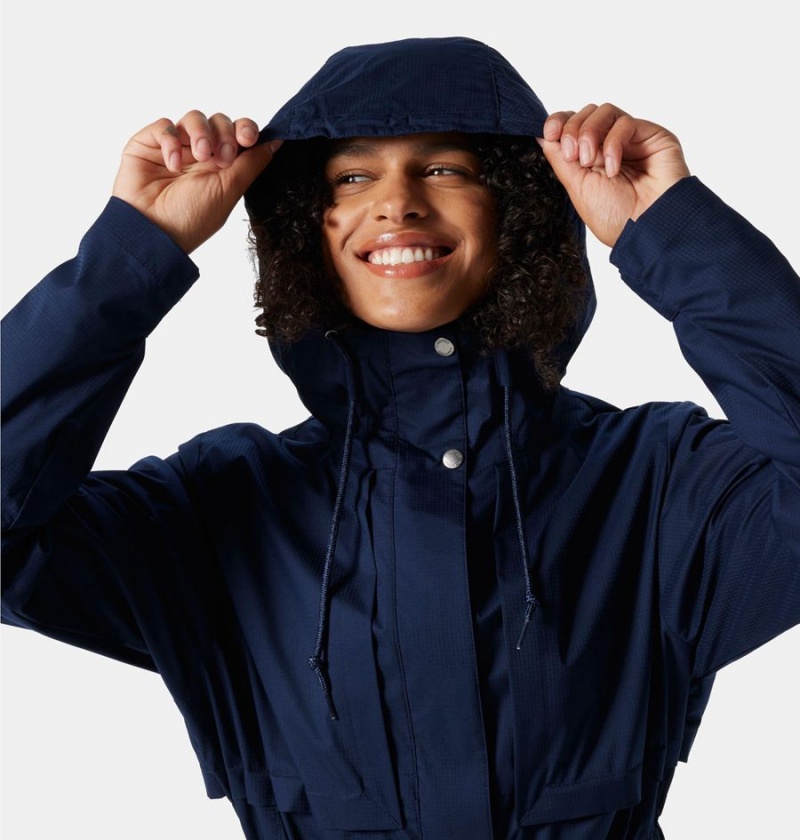 Navy Columbia Pardon My Trench Women's Rain Jacket | 75698UTZD