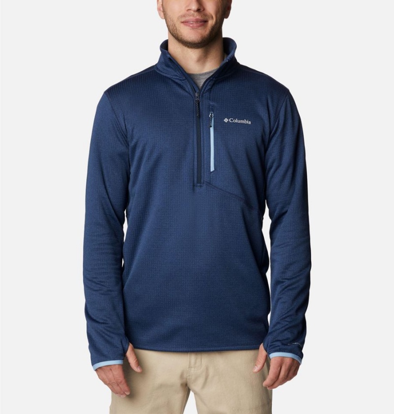 Navy Columbia Park View Fleece Half Zip Men\'s Pullover | 94201LXGK