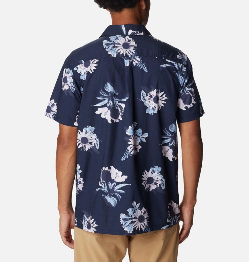 Navy Columbia Pine Canyon Short Sleeve Men's Shirt | 36715KDFG