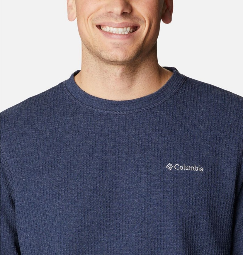 Navy Columbia Pine Peak II Waffle Long Sleeve Crew Men's T-Shirt | 43967TIVQ