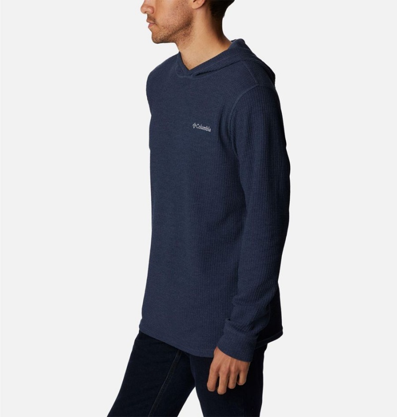 Navy Columbia Pine Peak Waffle Men's Hoodie | 13867NIGM