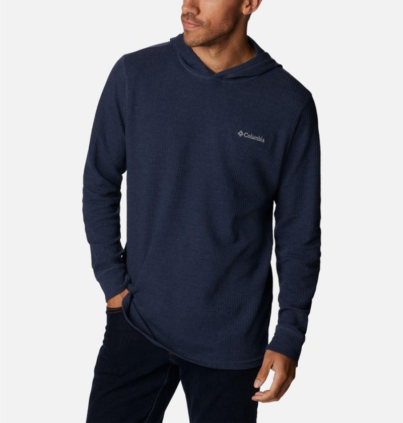 Navy Columbia Pine Peak Waffle Men's Hoodie | 13867NIGM