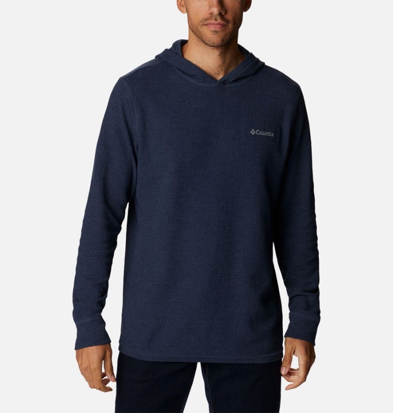 Navy Columbia Pine Peak Waffle Men\'s Hoodie | 13867NIGM