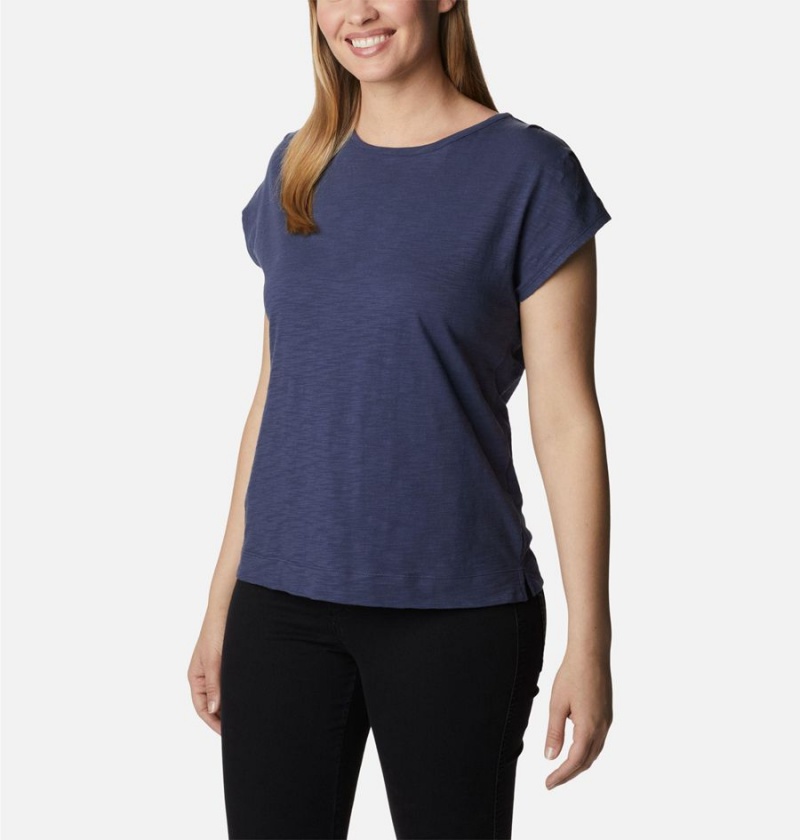 Navy Columbia Point Loma Women's T-Shirt | 87541NEZT