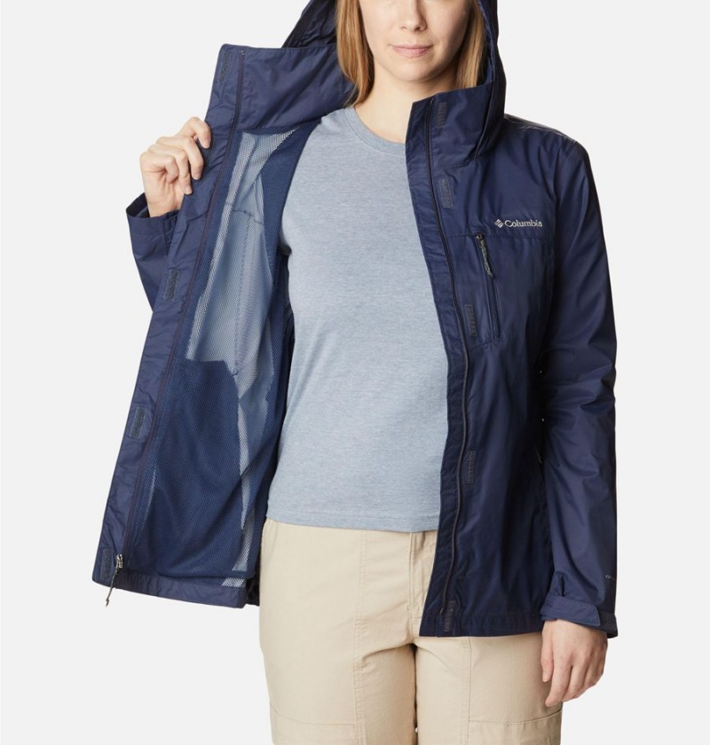 Navy Columbia Pouration Women's Rain Jacket | 02847DZRN