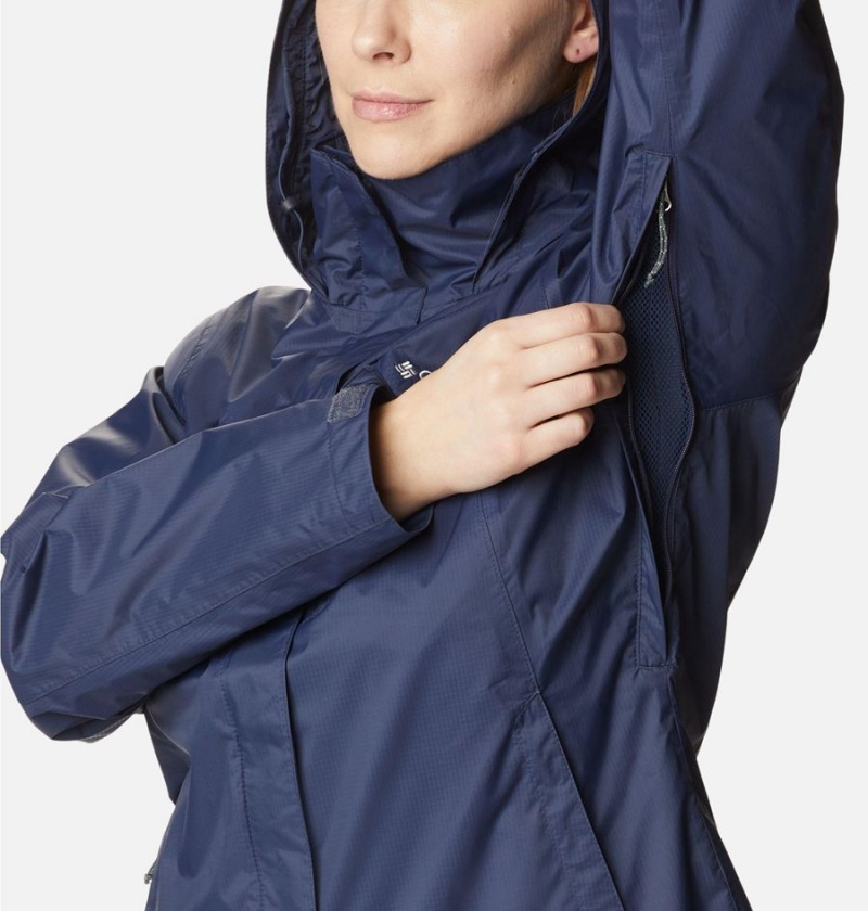 Navy Columbia Pouration Women's Rain Jacket | 02847DZRN