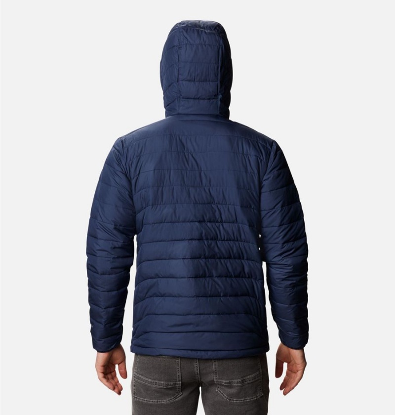 Navy Columbia Powder Lite Hooded Insulated Men's Puffer Jacket | 69031CFYD