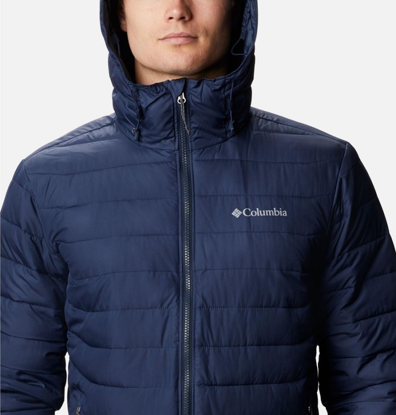 Navy Columbia Powder Lite Hooded Insulated Men's Puffer Jacket | 69031CFYD