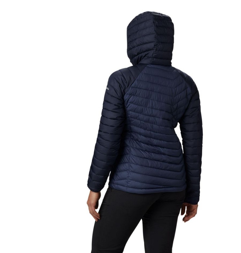 Navy Columbia Powder Lite Hooded Women's Puffer Jacket | 95406KDJS