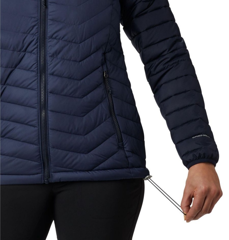 Navy Columbia Powder Lite Hooded Women's Puffer Jacket | 95406KDJS