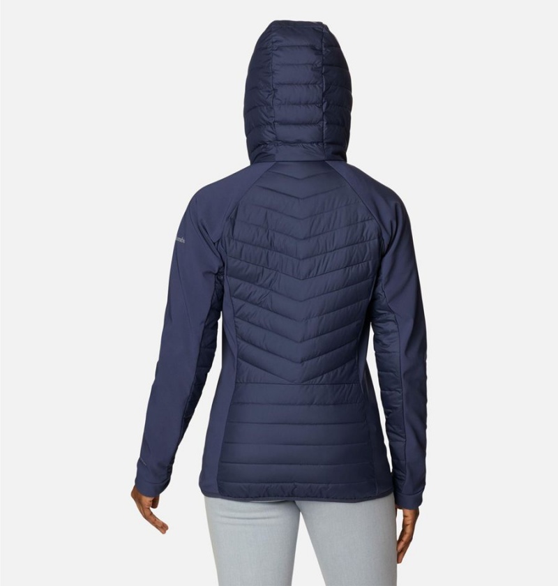 Navy Columbia Powder Lite Hybrid Hooded Women's Puffer Jacket | 67018SCRT