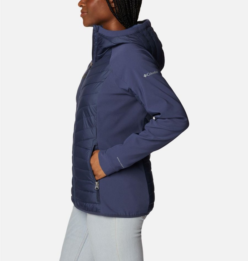 Navy Columbia Powder Lite Hybrid Hooded Women's Puffer Jacket | 67018SCRT