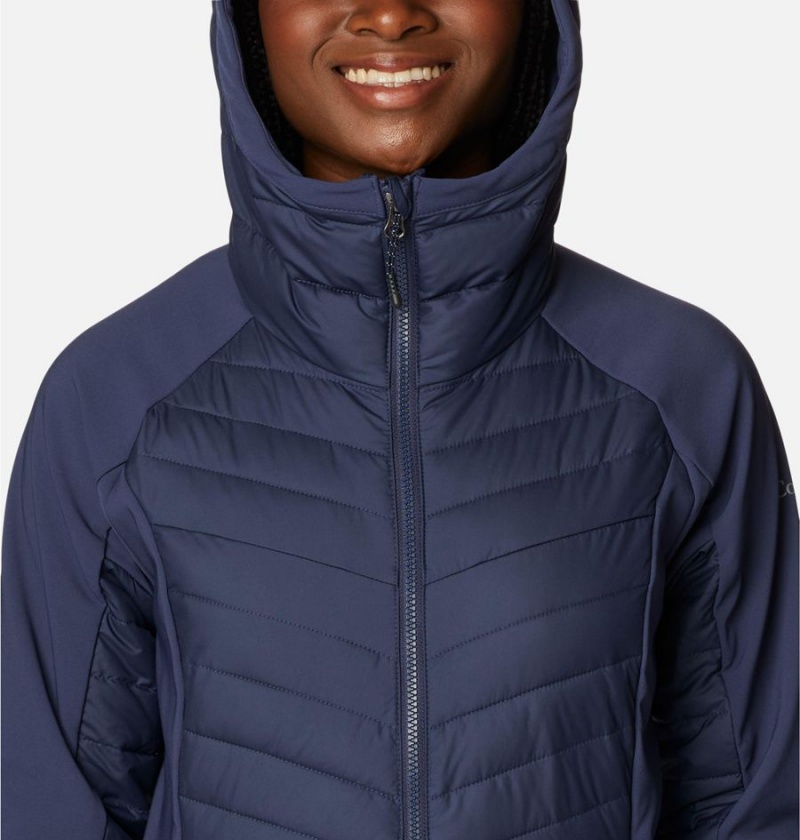 Navy Columbia Powder Lite Hybrid Hooded Women's Puffer Jacket | 67018SCRT