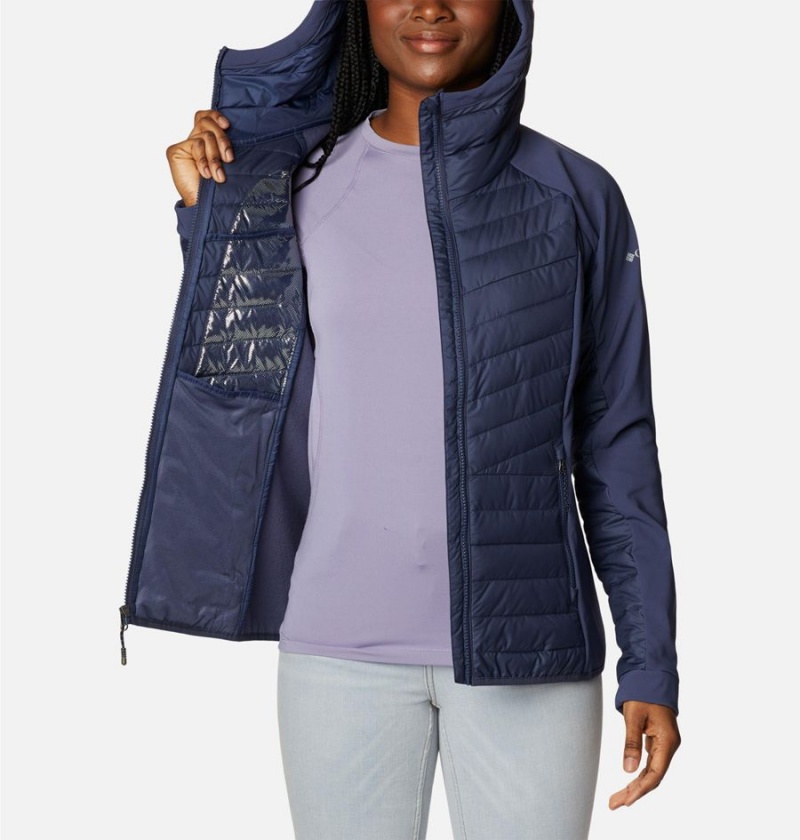 Navy Columbia Powder Lite Hybrid Hooded Women's Puffer Jacket | 67018SCRT