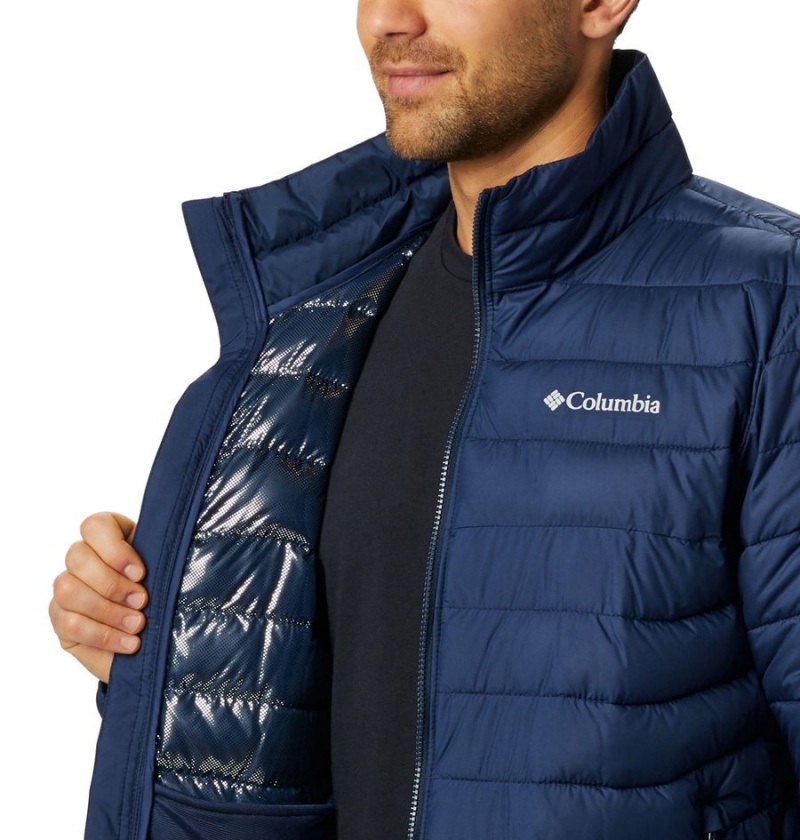 Navy Columbia Powder Lite Insulated Men's Puffer Jacket | 16704RYWA