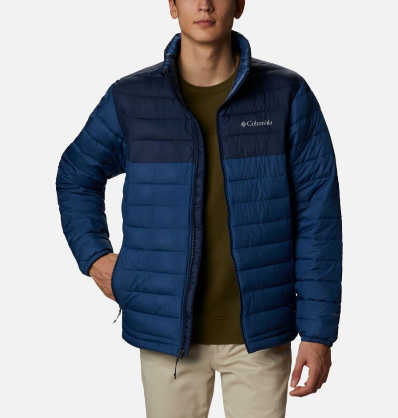 Navy Columbia Powder Lite Insulated Men\'s Puffer Jacket | 42038VIKH