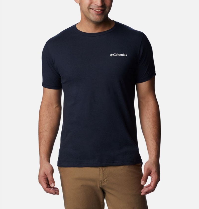 Navy Columbia Ridge Graphic Men's T-Shirt | 43768SWYE