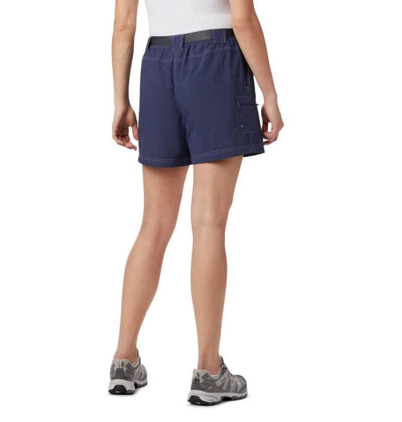 Navy Columbia Sandy River Cargo Women's Shorts | 08753KVHD