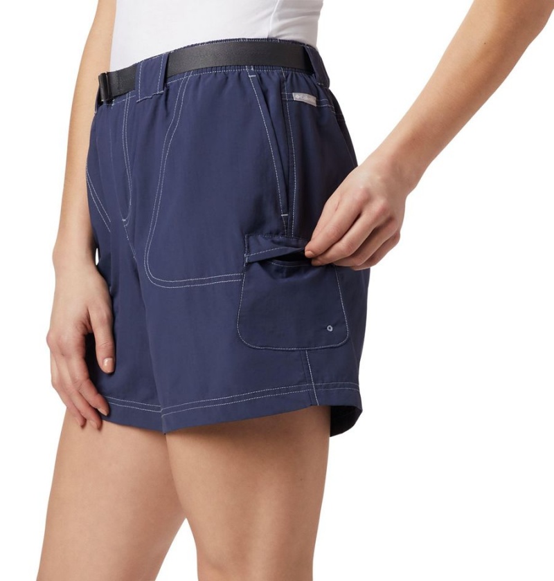 Navy Columbia Sandy River Cargo Women's Shorts | 08753KVHD