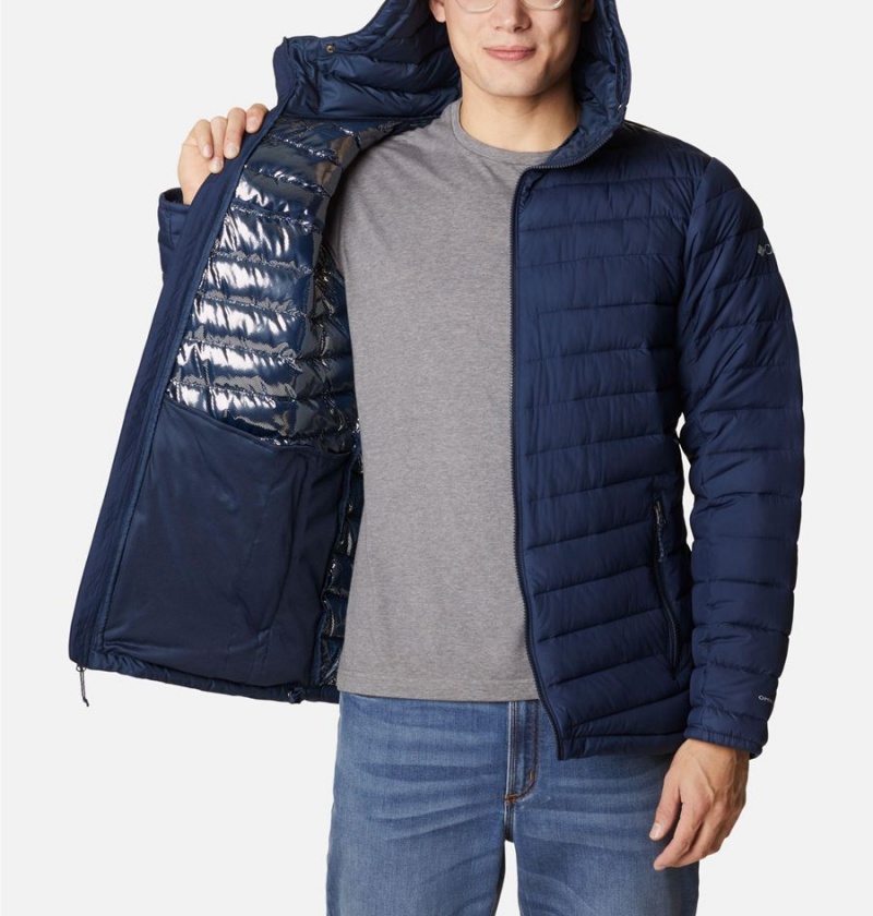 Navy Columbia Slope Edge Hooded Insulated Men's Puffer Jacket | 89205EYTQ