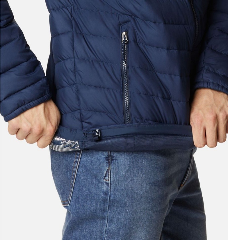 Navy Columbia Slope Edge Hooded Insulated Men's Puffer Jacket | 89205EYTQ