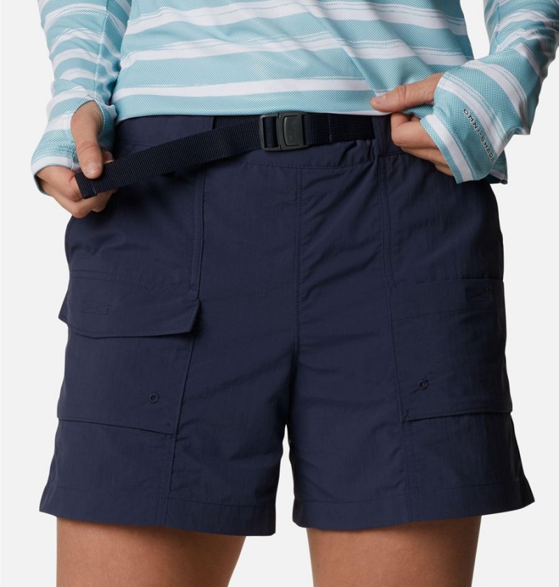 Navy Columbia Summerdry Cargo Women's Shorts | 01853BCIA