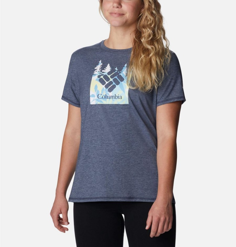 Navy Columbia Sun Trek Graphic Women's T-Shirt | 97250NTLW