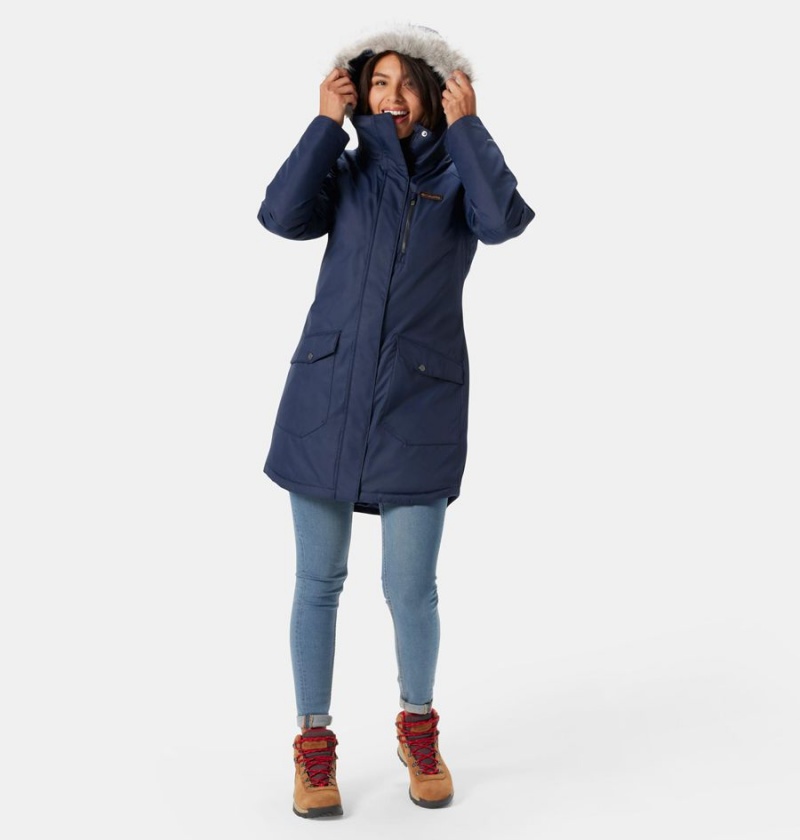 Navy Columbia Suttle Mountain Long Insulated Women's Coats | 95162KYWL