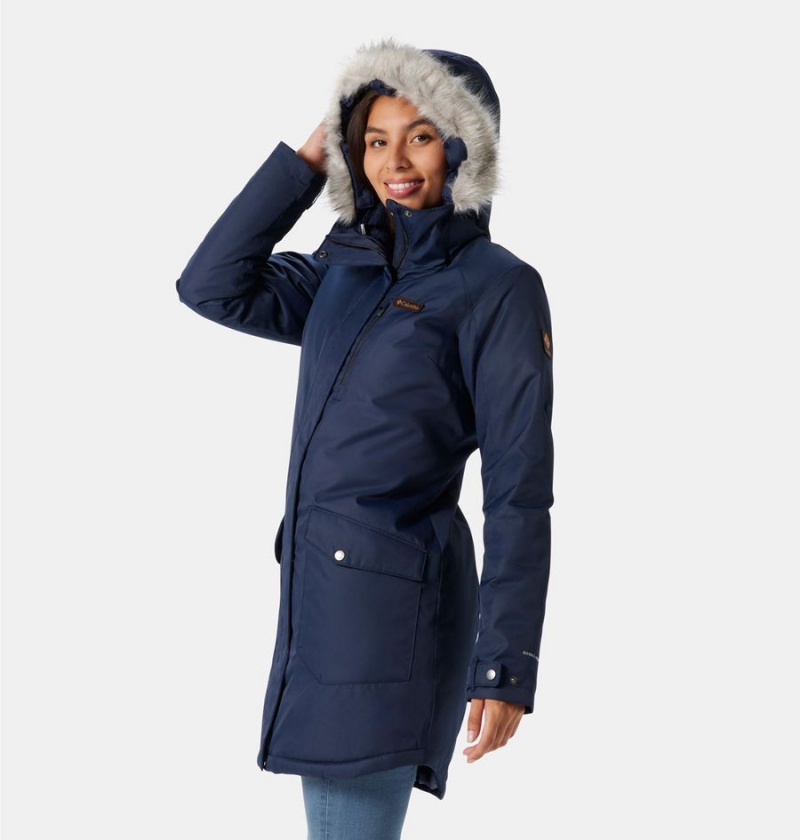 Navy Columbia Suttle Mountain Long Insulated Women's Coats | 95162KYWL