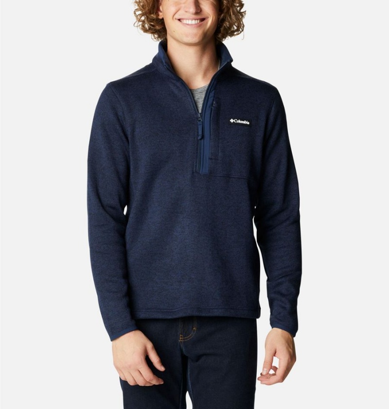 Navy Columbia Sweater Weather Fleece Half Zip Men\'s Pullover | 13097NPIF