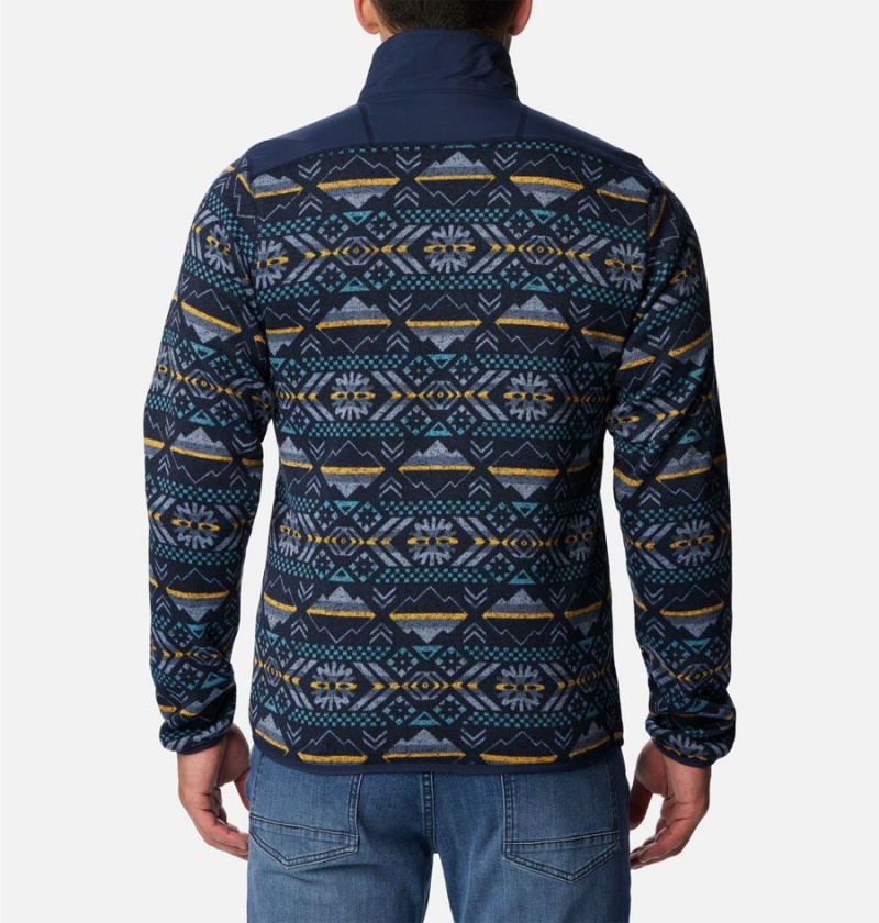 Navy Columbia Sweater Weather II Printed Fleece Half Zip Men's Pullover | 01542JNRS