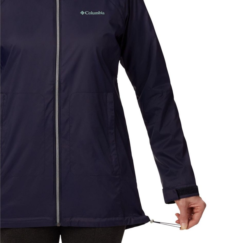 Navy Columbia Switchback Lined Long Women's Rain Jacket | 59786UCZL