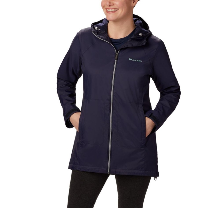 Navy Columbia Switchback Lined Long Women\'s Rain Jacket | 59786UCZL